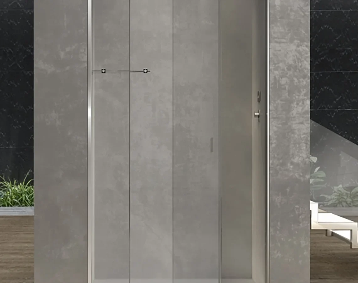 Box doccia scorrevole da nicchia con vetro trasparente e struttura minimal, collezione Illusion Megius